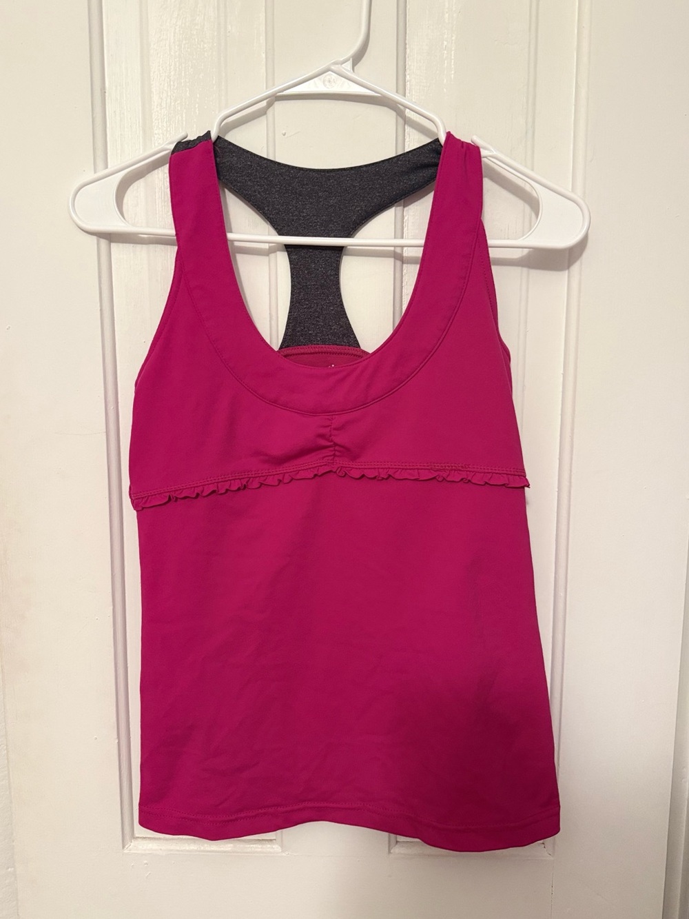 Kyodan Magenta Racerback Tank with Ruffle Trim